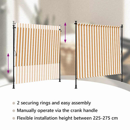 Outdoor Roller Blind Orange and White 150x270 cm Fabric&Steel
