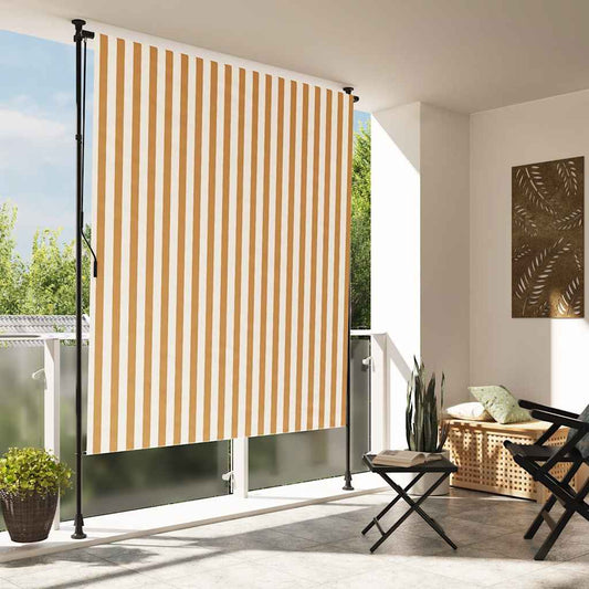 Outdoor Roller Blind Orange and White 150x270 cm Fabric&Steel