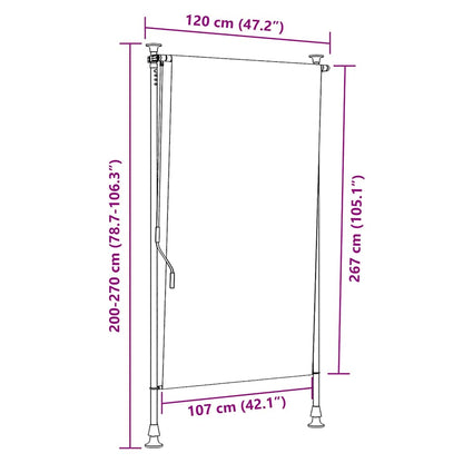 Outdoor Roller Blind Yellow and White 120x270 cm Fabric&Steel