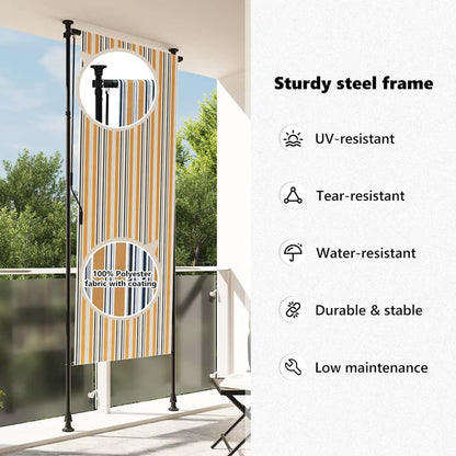 Outdoor Roller Blind Yellow and White 120x270 cm Fabric&Steel