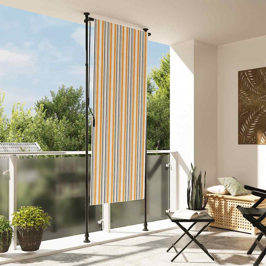 Outdoor Roller Blind Yellow and White 120x270 cm Fabric&Steel