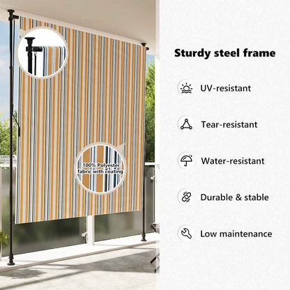 Outdoor Roller Blind Yellow and White 150x270 cm Fabric&Steel