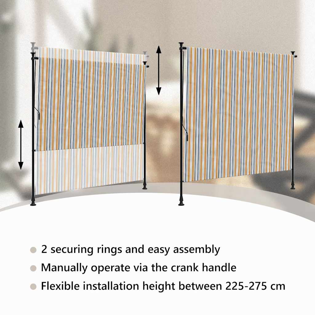 Outdoor Roller Blind Yellow and White 150x270 cm Fabric&Steel