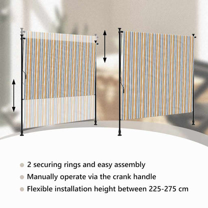 Outdoor Roller Blind Yellow and White 150x270 cm Fabric&Steel