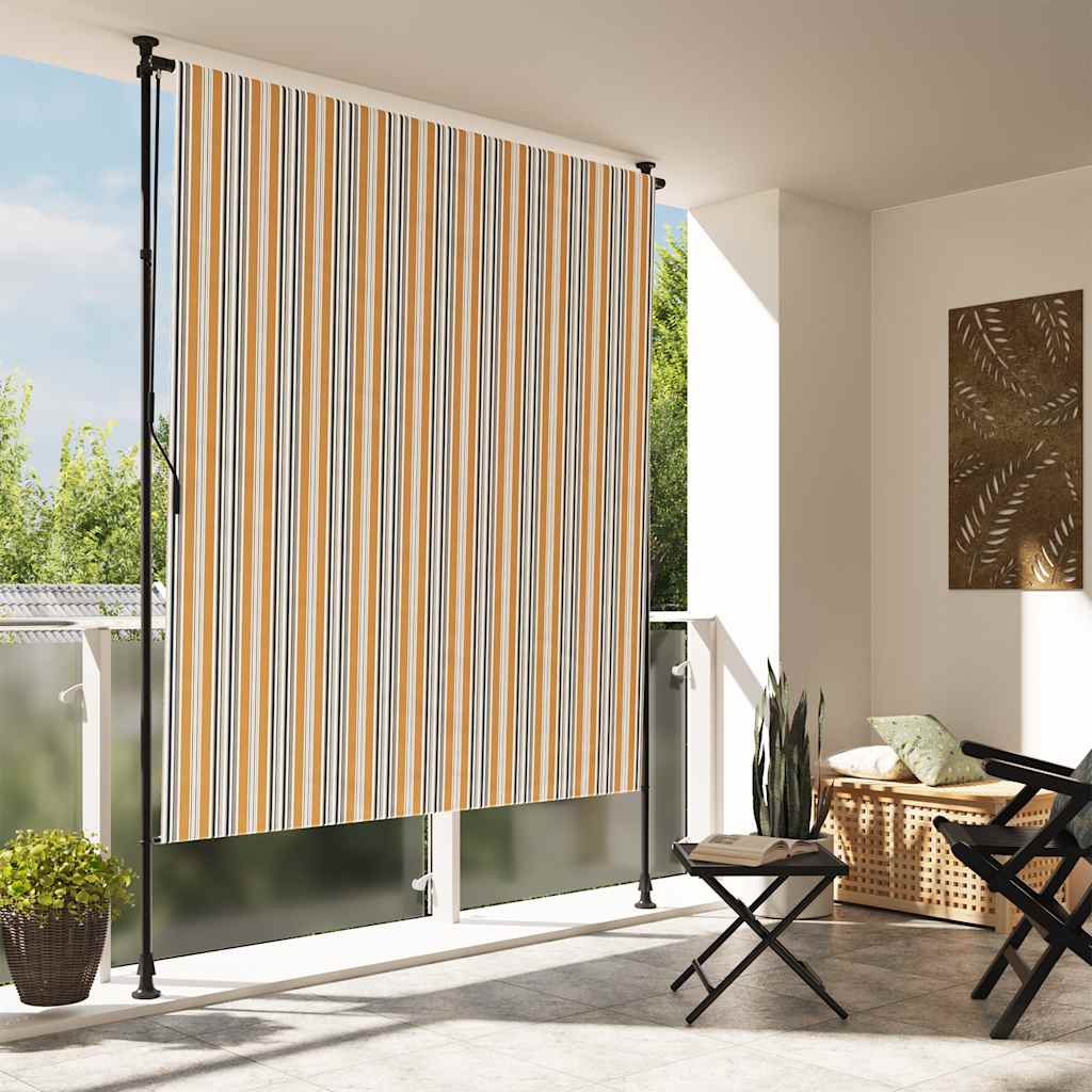 Outdoor Roller Blind Yellow and White 150x270 cm Fabric&Steel