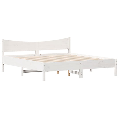 Bed Frame without Mattress White 200x200 cm Solid Wood Pine