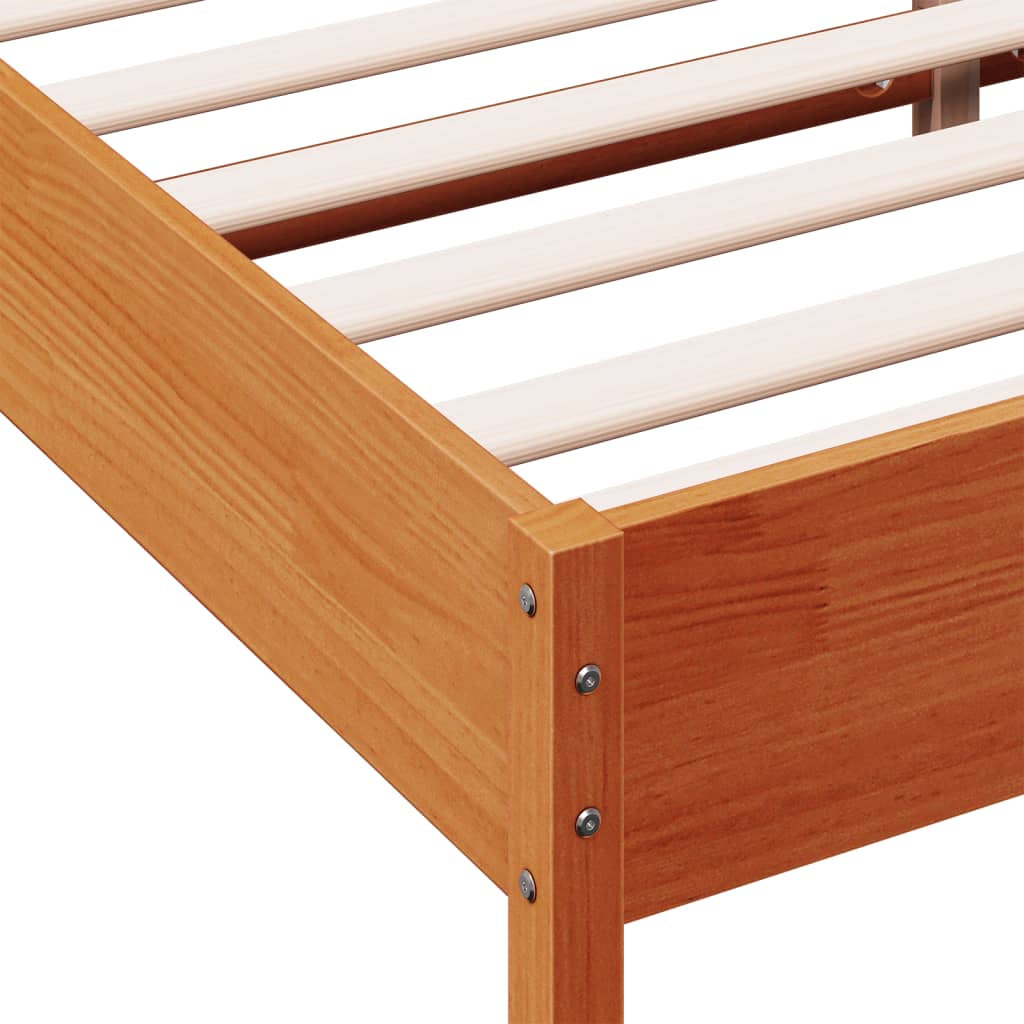 Bed Frame without Mattress Wax Brown 200x200 cm Solid Wood Pine