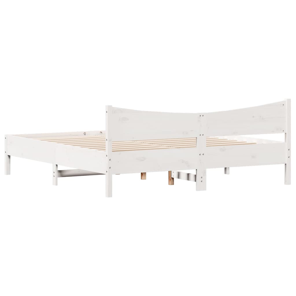 Bed Frame without Mattress White 180x200 cm Super King Solid Wood Pine
