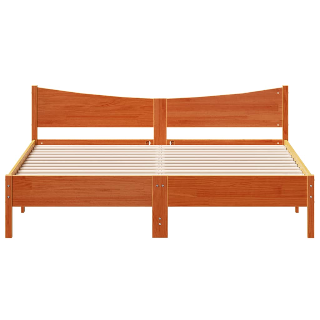 Bed Frame without Mattress Wax Brown 180x200 cm Super King Solid Wood Pine