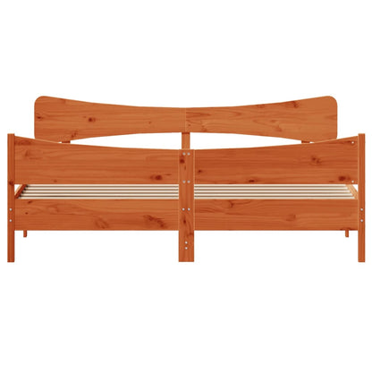 Bed Frame without Mattress Wax Brown 200x200 cm Solid Wood Pine