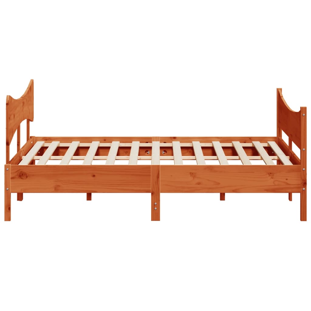 Bed Frame without Mattress Wax Brown 200x200 cm Solid Wood Pine