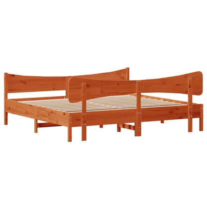 Bed Frame without Mattress Wax Brown 200x200 cm Solid Wood Pine