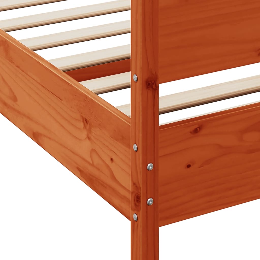 Bed Frame without Mattress Wax Brown 200x200 cm Solid Wood Pine