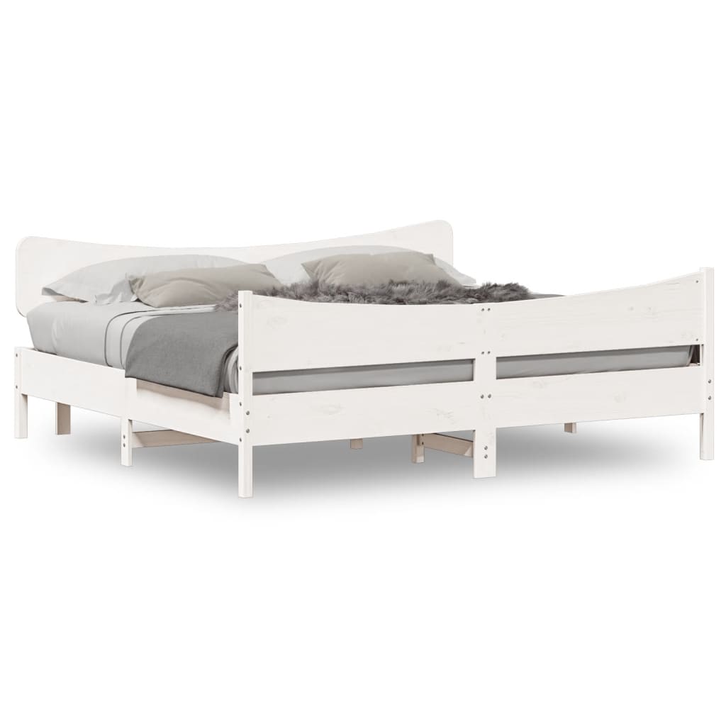 Bed Frame without Mattress White 180x200 cm Super King Solid Wood Pine