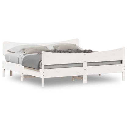 Bed Frame without Mattress White 180x200 cm Super King Solid Wood Pine