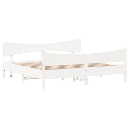 Bed Frame without Mattress White 180x200 cm Super King Solid Wood Pine