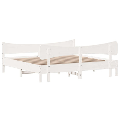 Bed Frame without Mattress White 180x200 cm Super King Solid Wood Pine