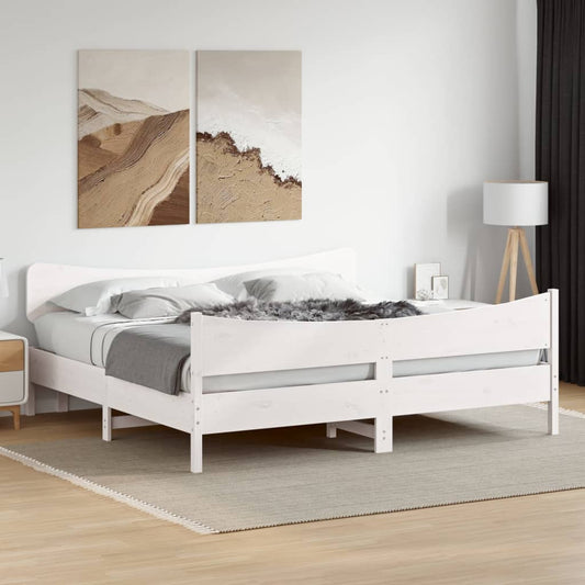 Bed Frame without Mattress White 180x200 cm Super King Solid Wood Pine