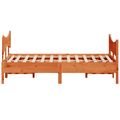 Bed Frame without Mattress Wax Brown 160x200 cm Solid Wood Pine