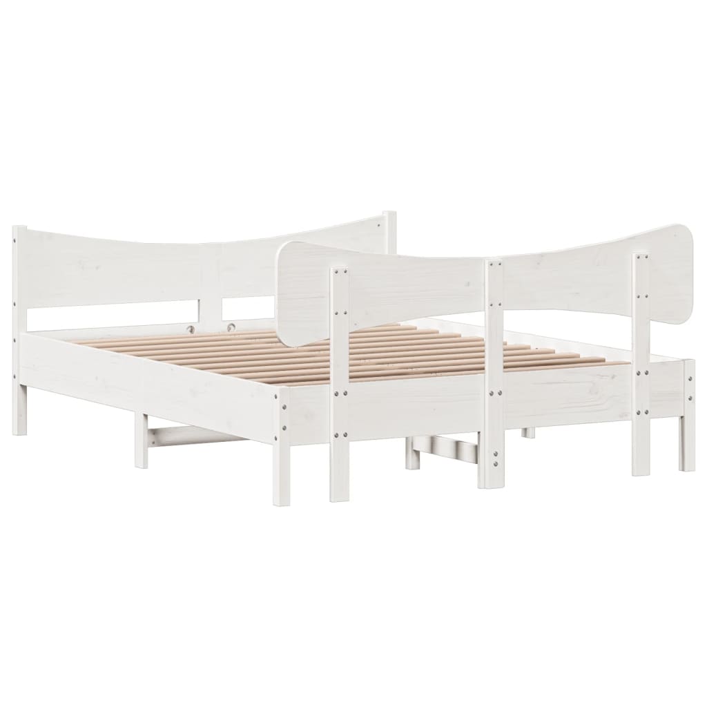 Bed Frame without Mattress White 140x200 cm Solid Wood Pine