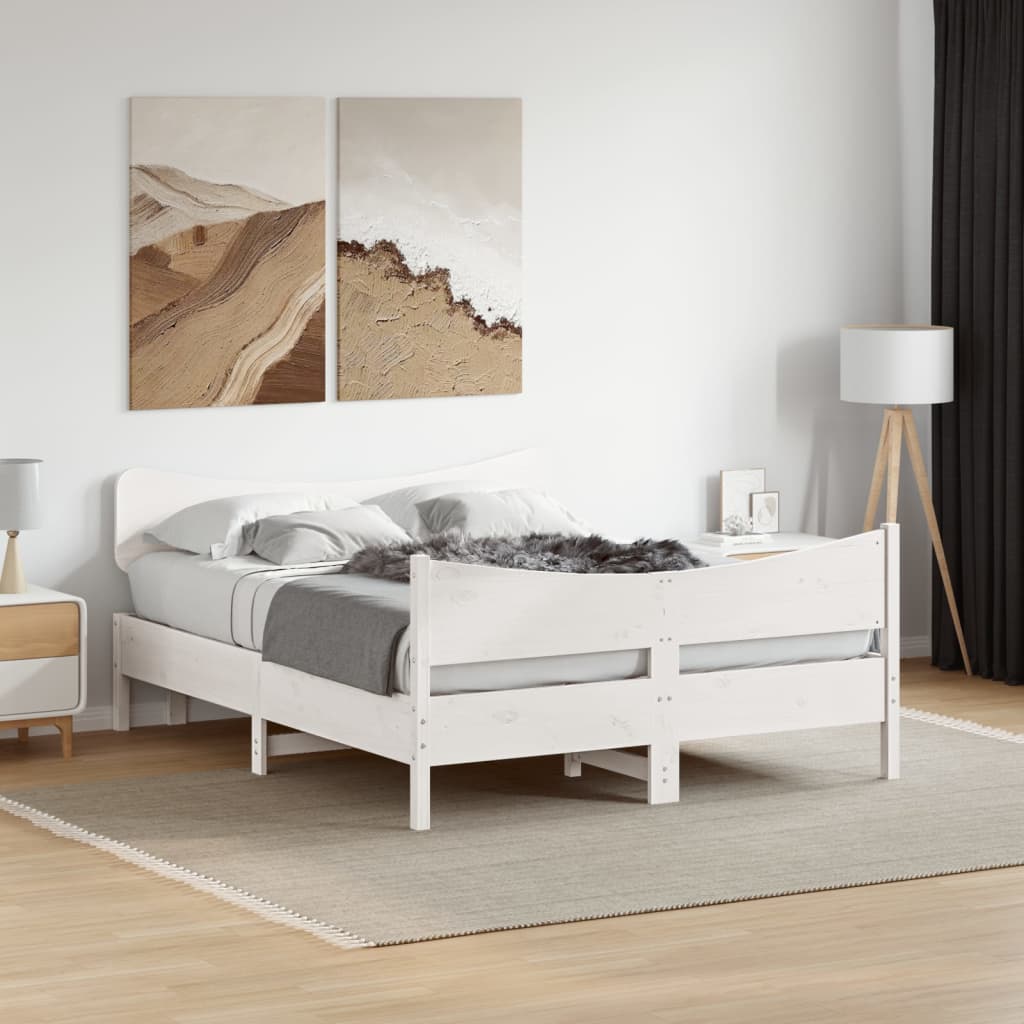 Bed Frame without Mattress White 140x200 cm Solid Wood Pine