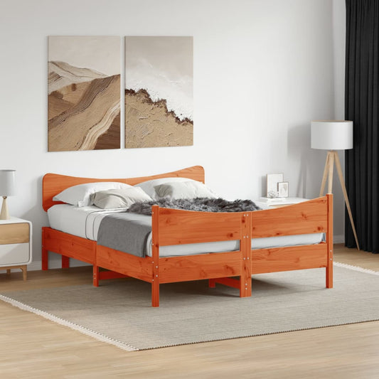 Bed Frame without Mattress Wax Brown 140x200 cm Solid Wood Pine