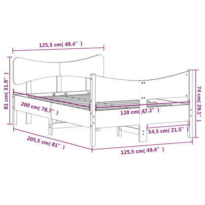 Bed Frame without Mattress 120x200 cm Solid Wood Pine