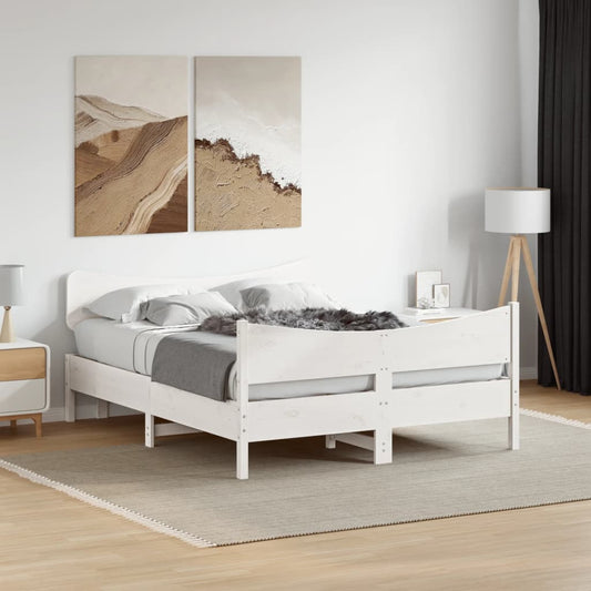 Bed Frame without Mattress White 140x190 cm Solid Wood Pine