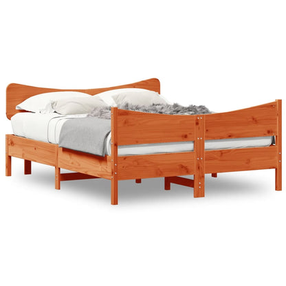 Bed Frame without Mattress Wax Brown 135x190 cm Double Solid Wood Pine