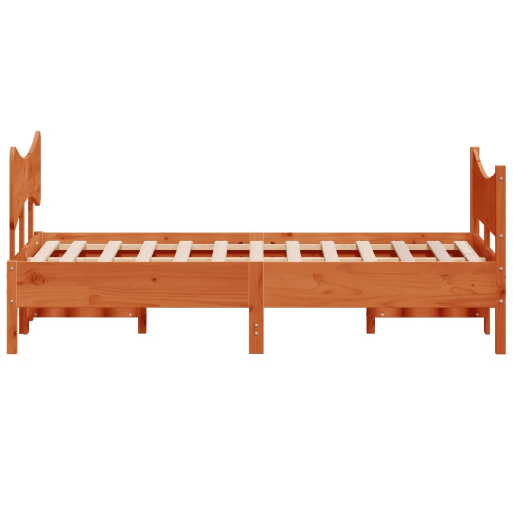 Bed Frame without Mattress Wax Brown 135x190 cm Double Solid Wood Pine