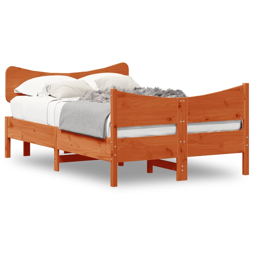 Bed Frame without Mattress Wax Brown 120x190 cm Small Double Solid Wood Pine