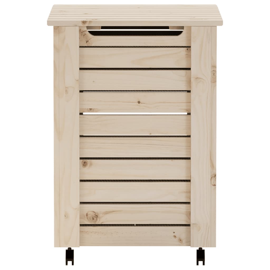 Laundry Basket with Wheels RANA 45x45x64 cm Solid Wood Pine