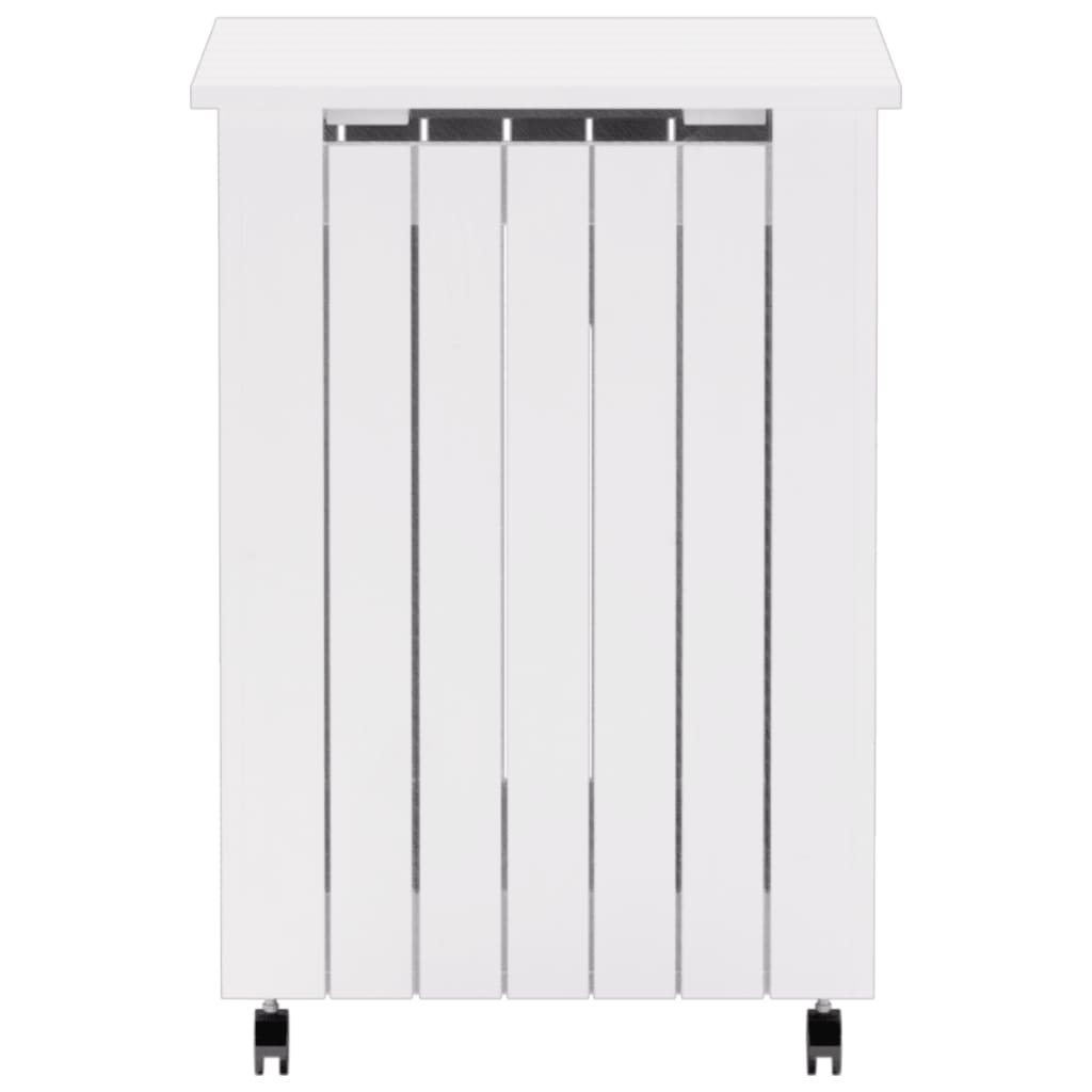 Laundry Basket with Wheels RANA White 45x45x64 cm Solid Wood Pine