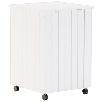 Laundry Basket with Wheels RANA White 45x45x64 cm Solid Wood Pine