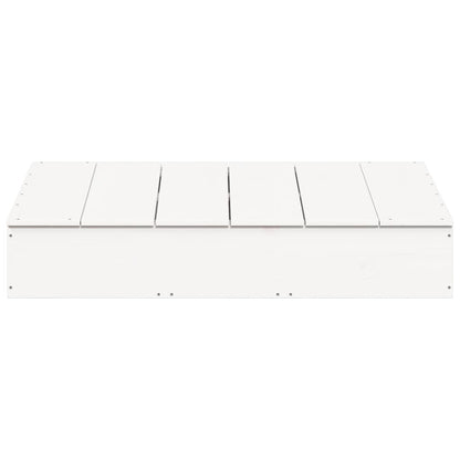 Sandpit with Cover White 111x111x19.5 cm Solid Wood Pine