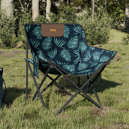 Camping Chairs with Pocket Foldable 2 pcs Leave Print