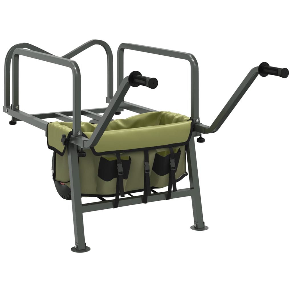 Fishing Trolley Green with Wheel Powder-coated Steel