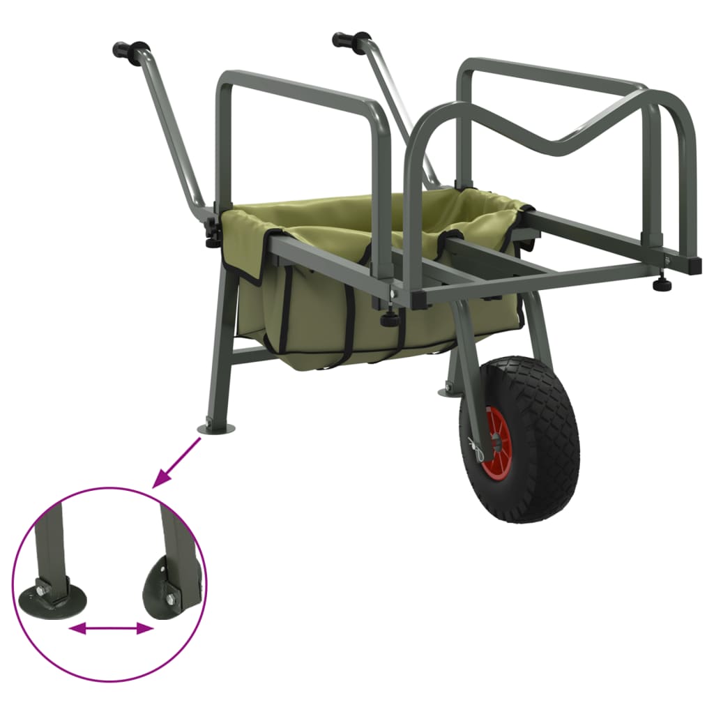 Fishing Trolley Green with Wheel Powder-coated Steel