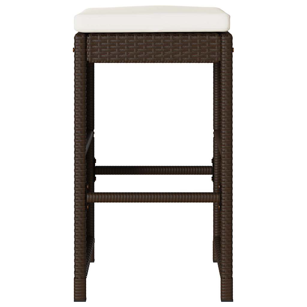 Garden Bar Stools with Cushions 4 pcs Brown Poly Rattan