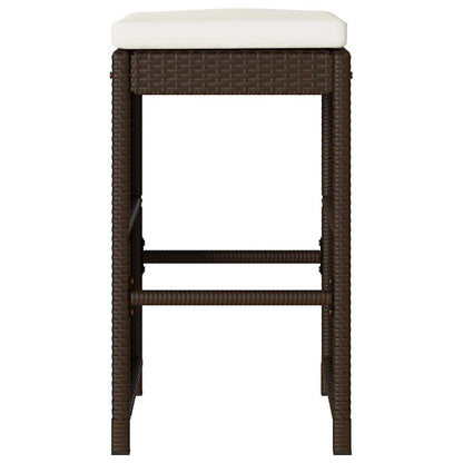 Garden Bar Stools with Cushions 4 pcs Brown Poly Rattan