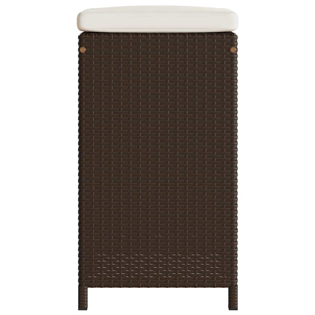 Garden Bar Stools with Cushions 4 pcs Brown Poly Rattan