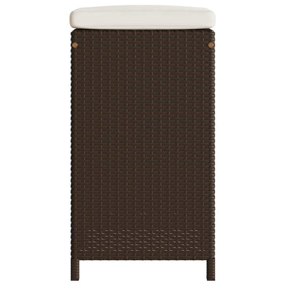 Garden Bar Stools with Cushions 4 pcs Brown Poly Rattan