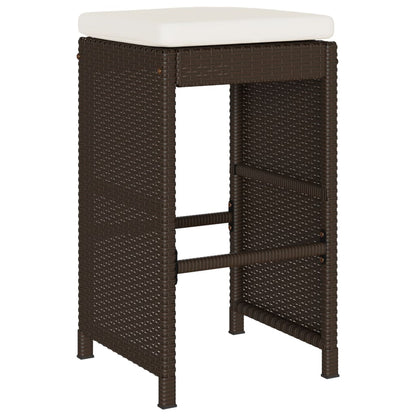 Garden Bar Stools with Cushions 6 pcs Brown Poly Rattan