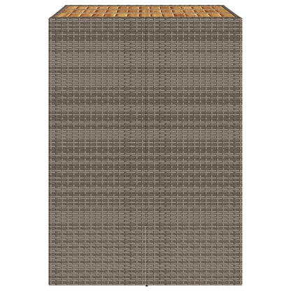 Garden Bar Table with Acacia Wood Top Grey 105x80x110 cm Poly Rattan