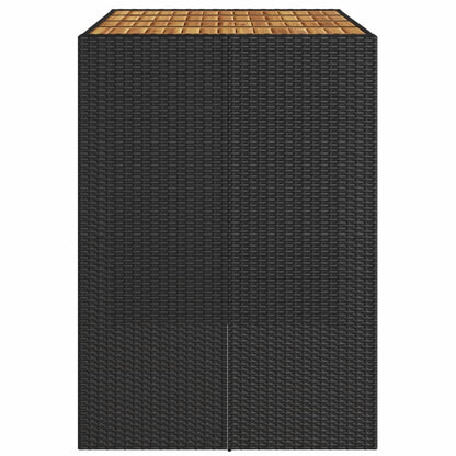Garden Bar Table with Acacia Wood Top Black 145x80x110 cm Poly Rattan