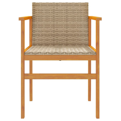 Garden Chairs 2 pcs Beige Poly Rattan&Solid Wood