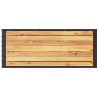 Bar Cart 3-Tier Black Poly Rattan and Solid Wood Acacia