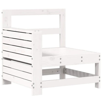 Garden Armrest Sofa with Side Table White Solid Wood Pine