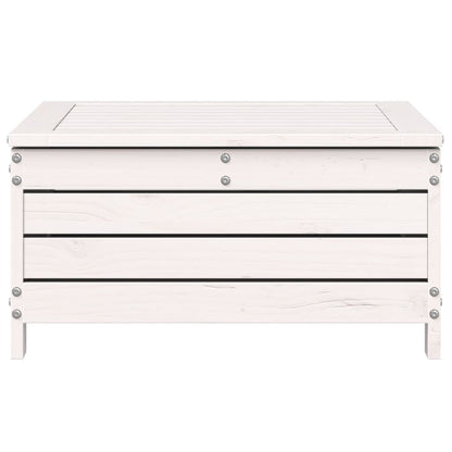 Garden Footstool with Cushion White Solid Wood Pine