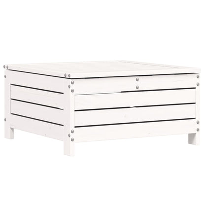 Garden Footstool with Cushion White Solid Wood Pine
